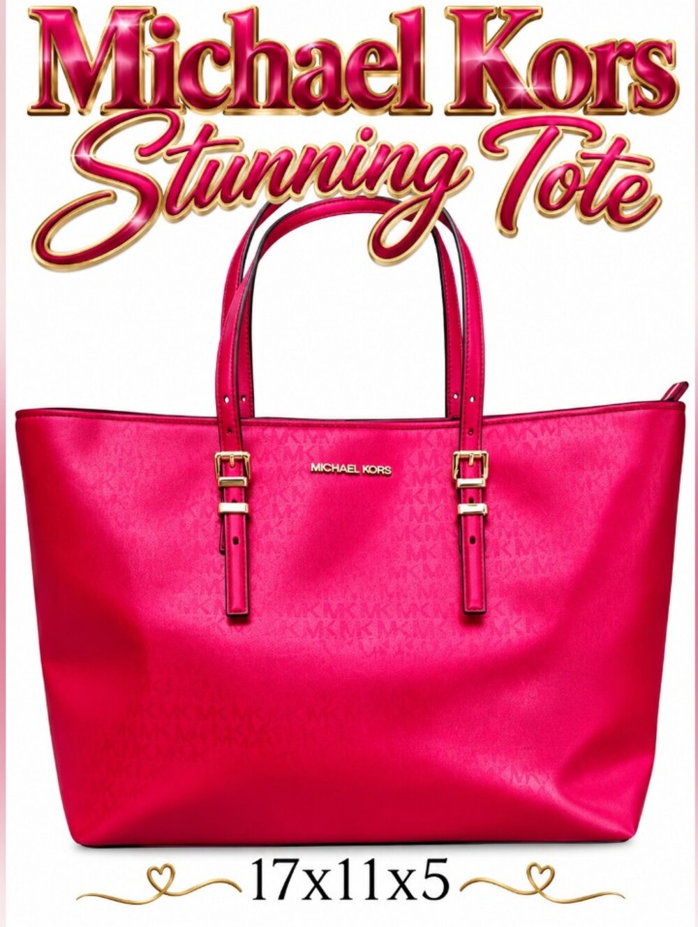 Michael Kors Hot Metallic Pinkish Red ClothTote